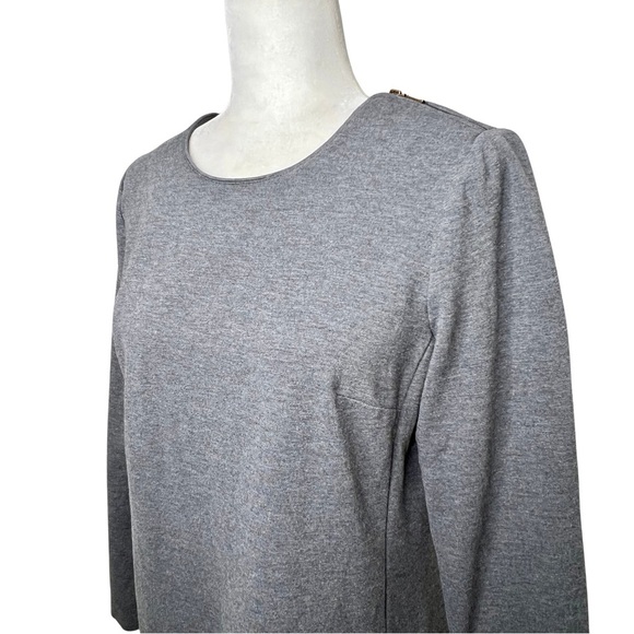 TALBOTS Sheath Dress Long Sleeve Zipper Shoulder Pintuck Gray 8 ID004875 - Picture 3 of 13